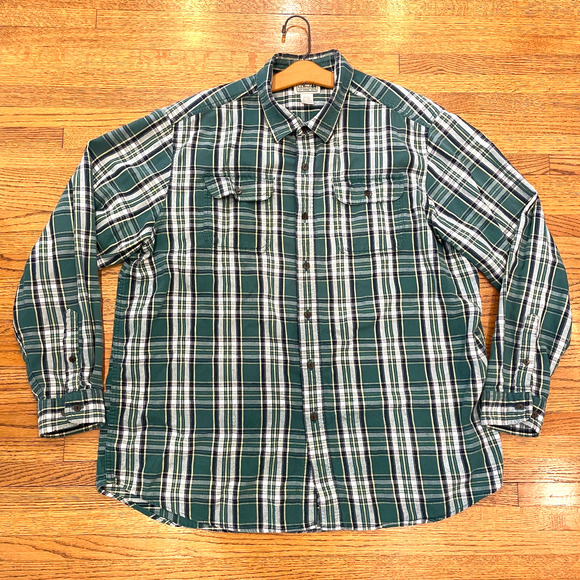 Vintage LL Bean Men's Green Plaid Flannel Shirt Sz XL Button Up 100% Cotton - Picture 4 of 8